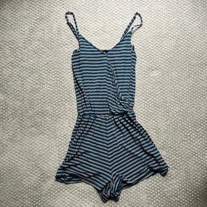 American Eagle Teal Striped Romper